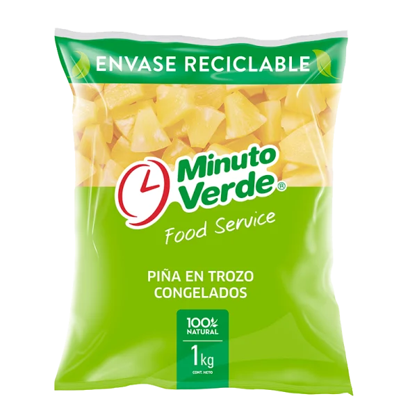 PIÑA EN TROZOS FRUTA MINUTO VERDE BOLSA 1KG